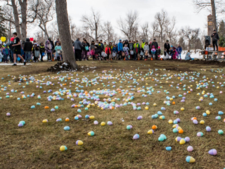 starting line of the Easter egg hunt
