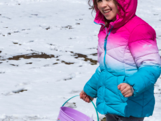 girl with Easter bucket