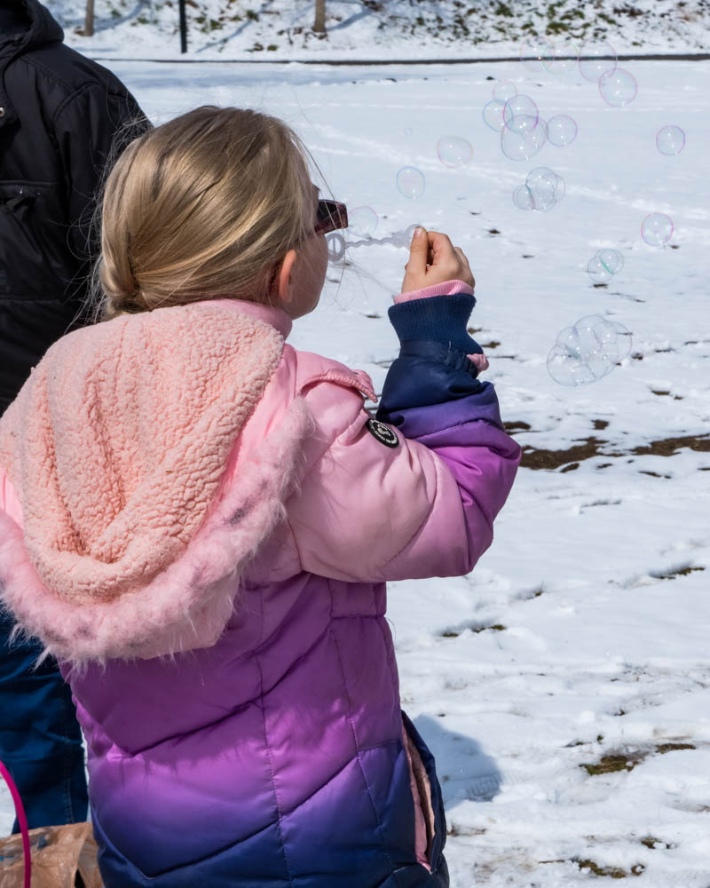 blowing bubbles