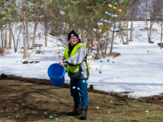 tossing eggs