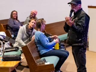 Cowboy preaching in the Set Free Sanctuary